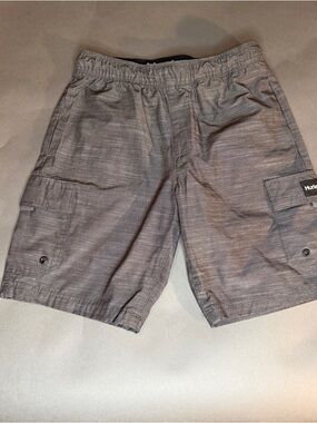 Hurley Boys Grey Heather Cargo Hybrid Board Shorts Size S (8-10)